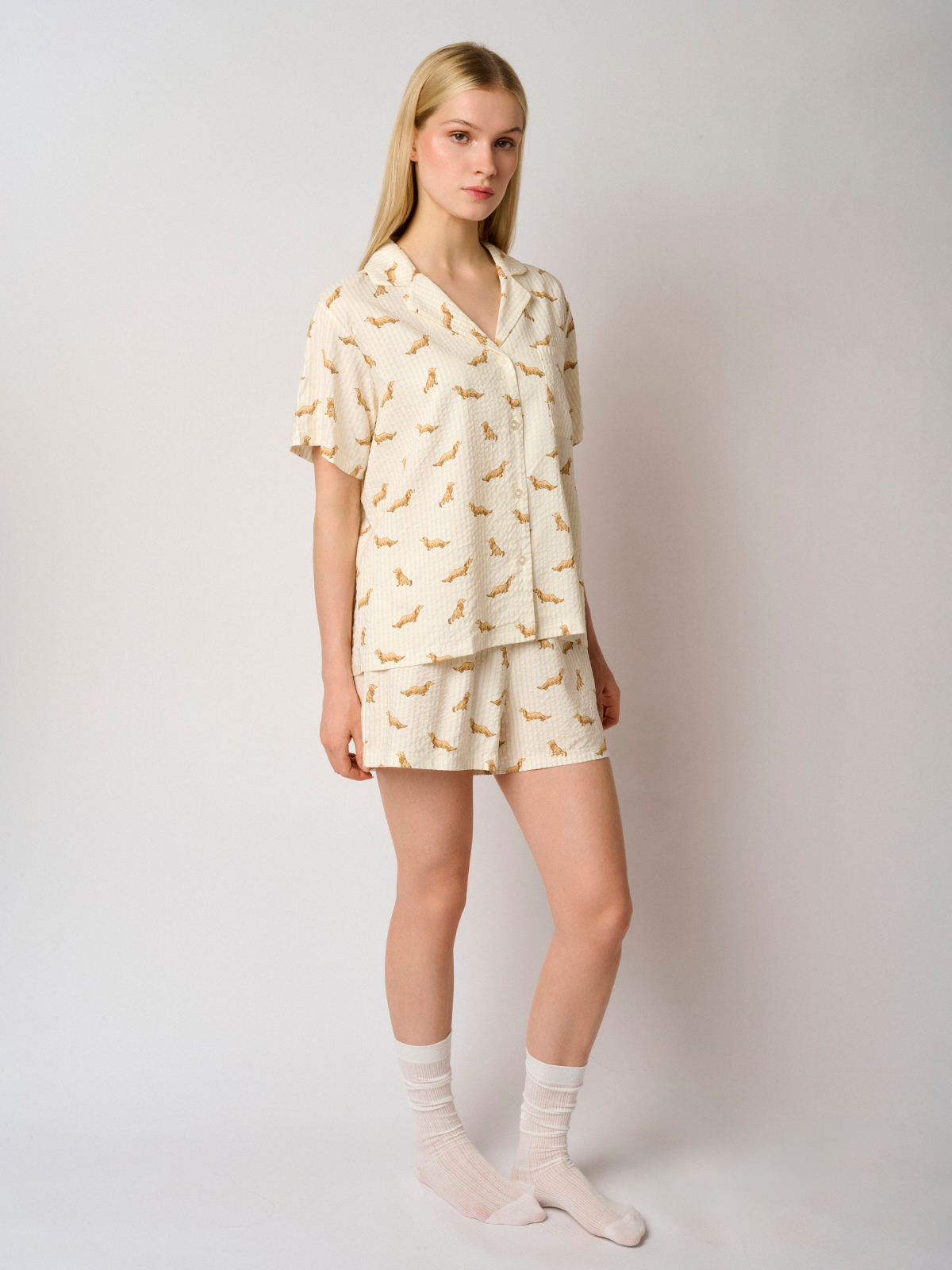 Пижама из вискозы и хлопка с принтом (Арт. 5246TBD)