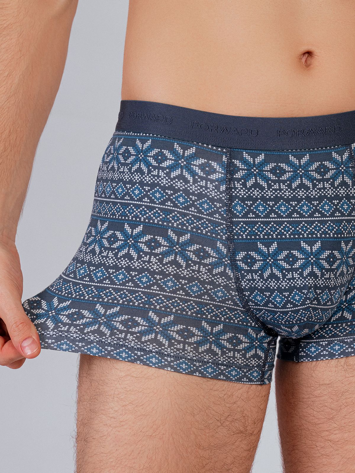 Трусы боксеры с принтом синие из хлопка (Арт. 4037MUF)