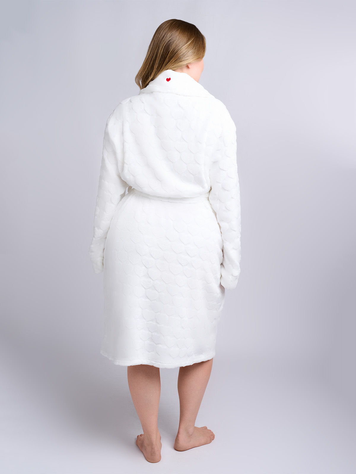 Белый бархатный халат Indefini ( Арт. 5178SYC)