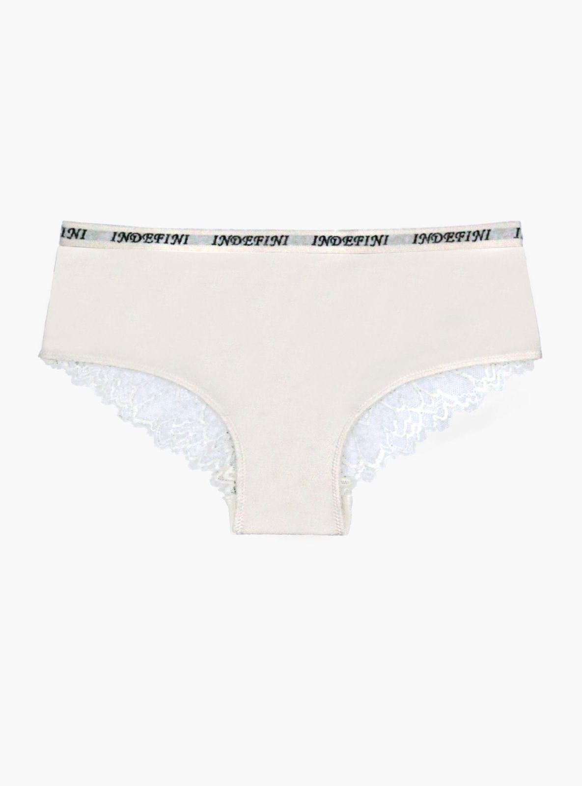 Трусы бразилиана с кружевом белые Indefini (Арт.144000-0416LUS)