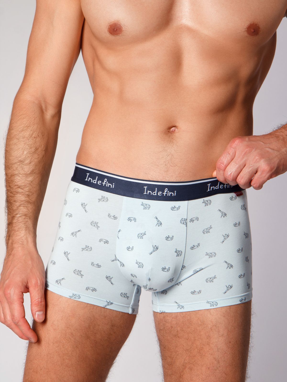 Трусы боксеры из бамбука голубой цвет Indefini (Арт. 1076MUG)