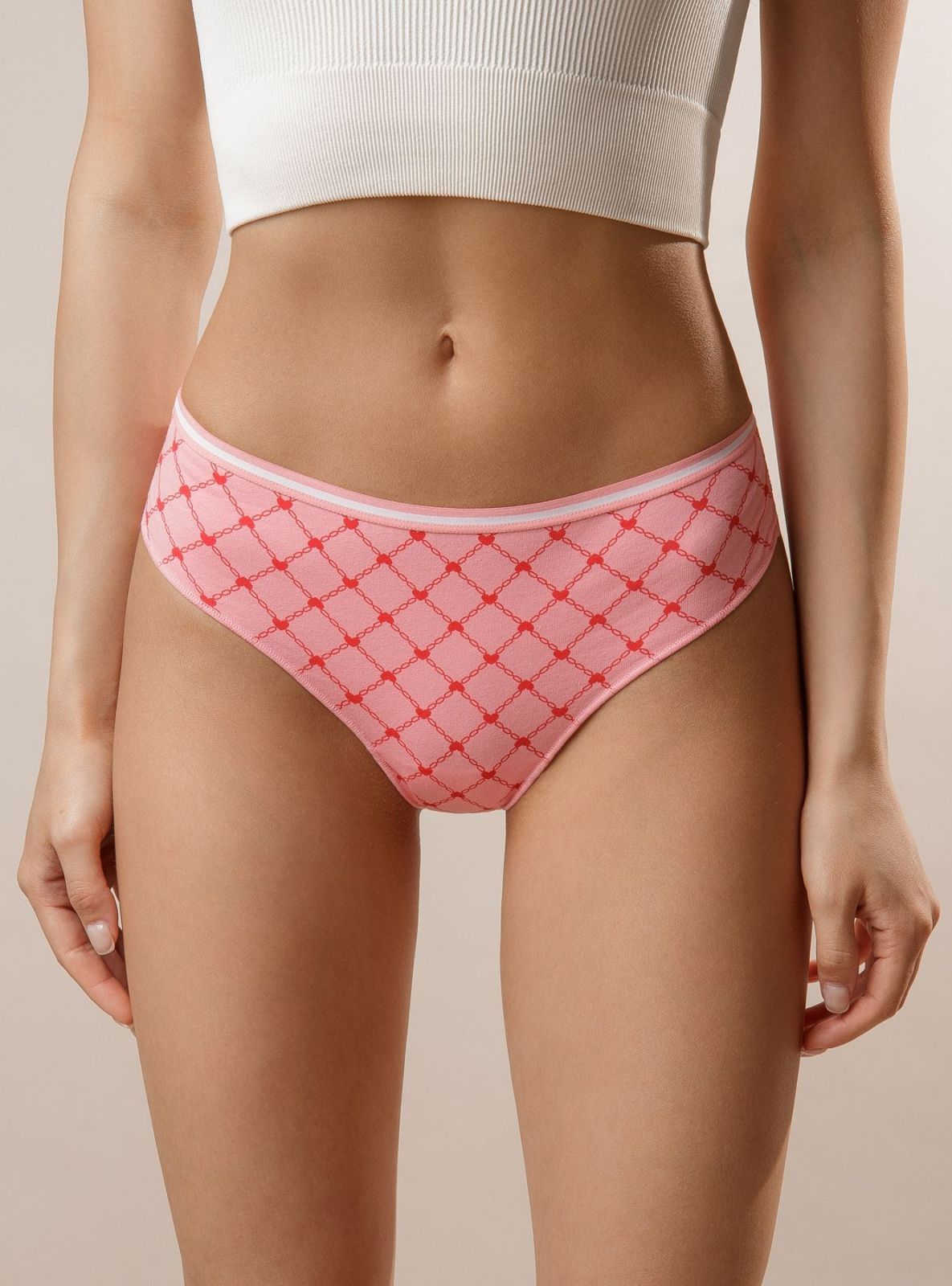 Трусы стринги с кружевом розовые Indefini (Арт. 2265LDS)