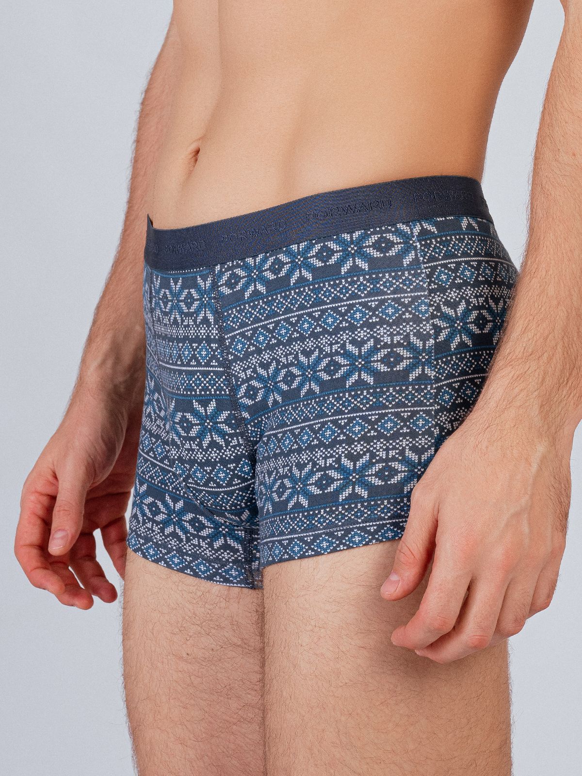 Трусы боксеры с принтом синие из хлопка (Арт. 4037MUF)
