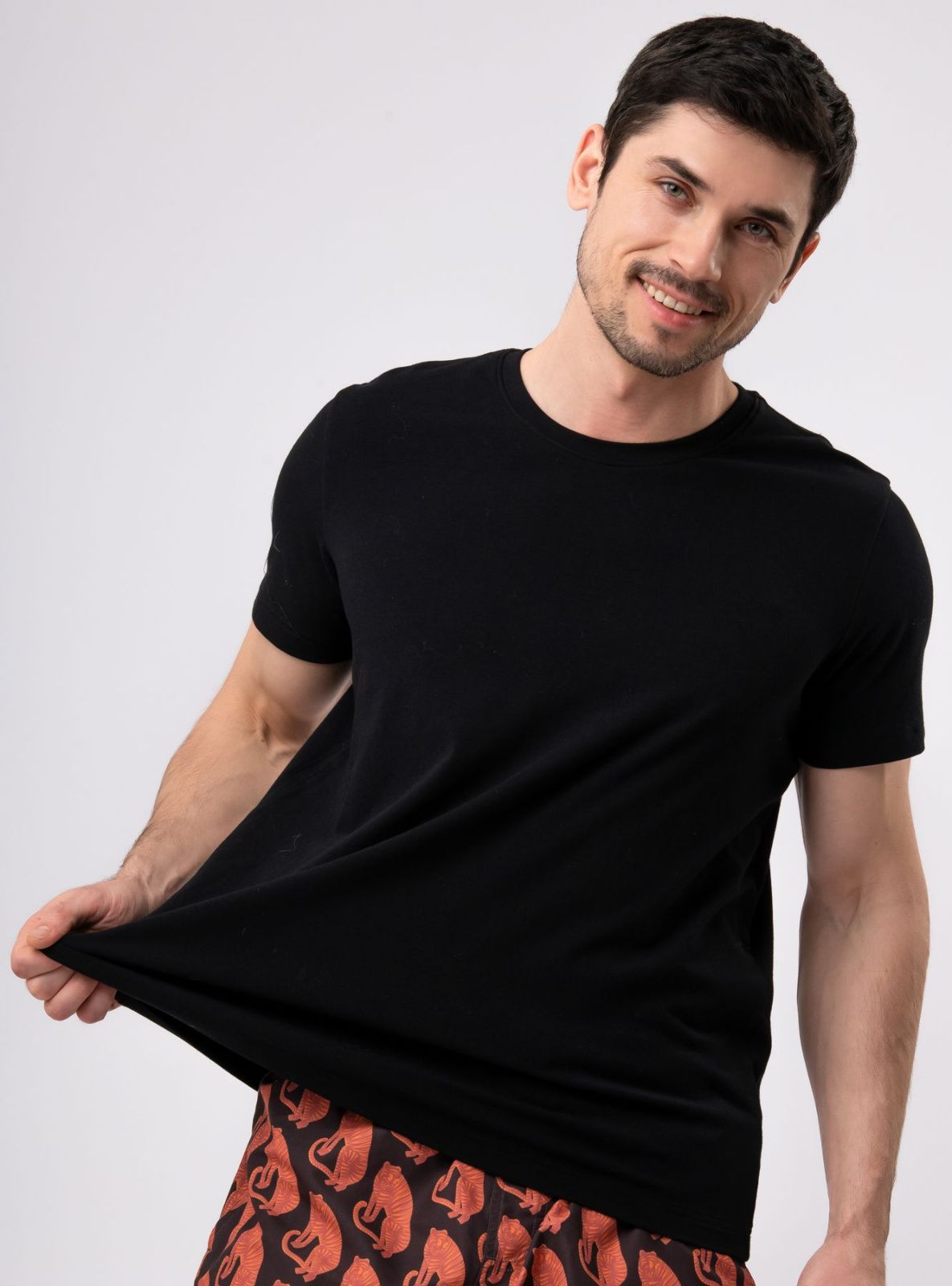 Мужская футболка из хлопка черная Indefini (Арт. 3027PDS)