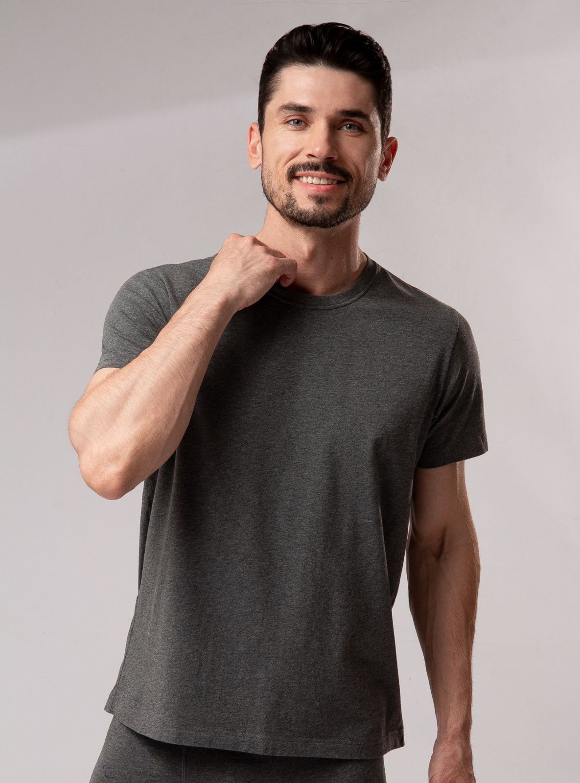 Мужская футболка из хлопка серая Indefini (Арт. 3031PDS)