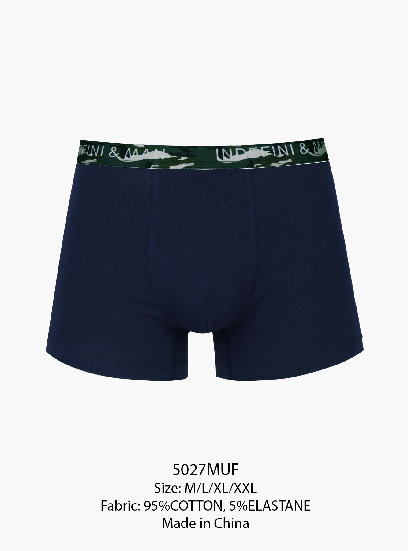 Трусы боксеры синие из хлопка Indefini синие (Арт. 5027MUF)