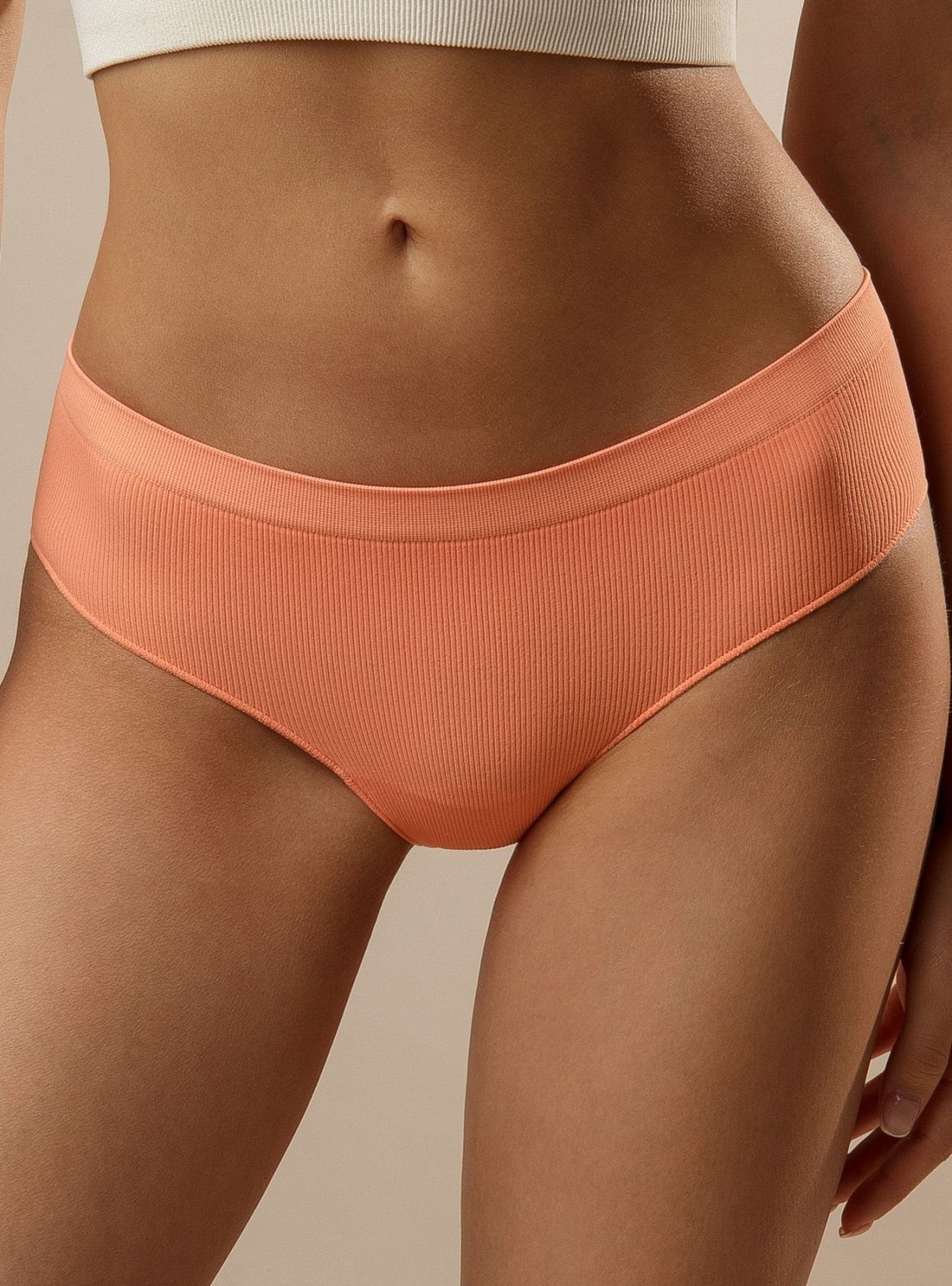 Трусы слипы в рубчик оранжевые Indefini (Арт.134500-3228WUV)