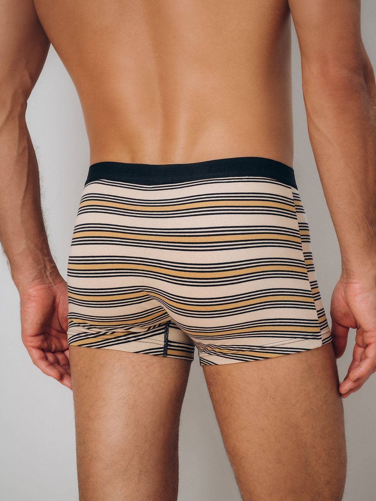 Трусы боксеры из хлопка бежевые в полоску Indefini (Арт.3070MUG)
