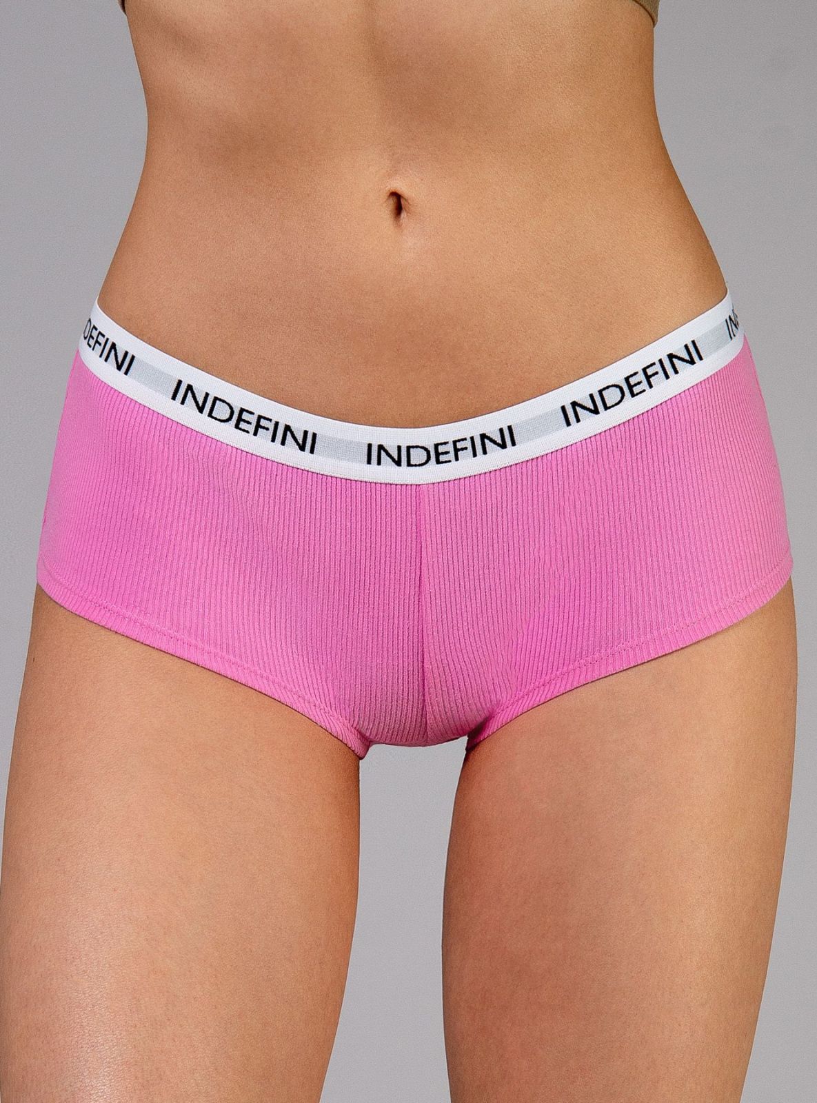 Трусы шорты в рубчик из хлопка розовые Indefini (Арт.121000-2117LUF)