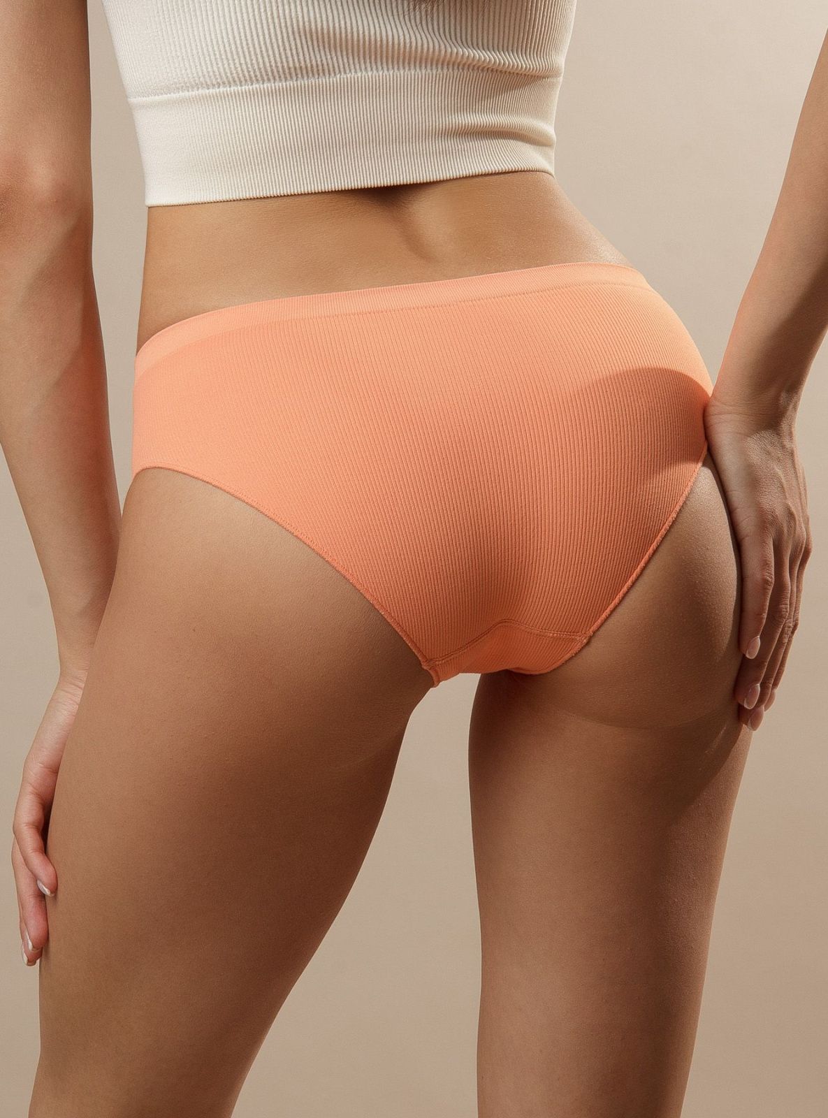 Трусы слипы в рубчик оранжевые Indefini (Арт.134500-3228WUV)