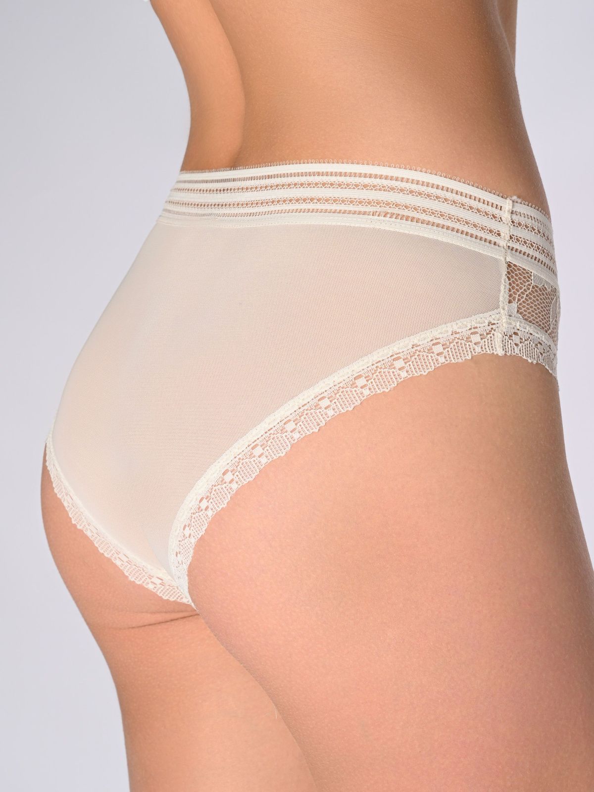 Кружевные трусы слипы со вставкой из тюля Indefini (Арт. 1039LUS)