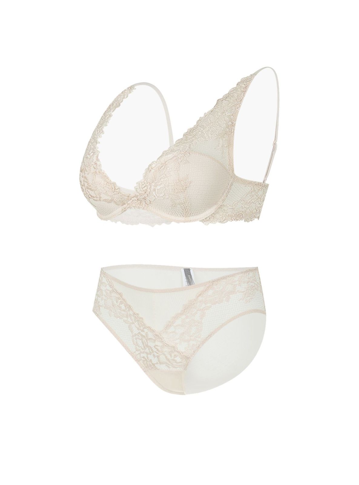 Кружевной комплект нижнего белья бежевый Indefini (Арт. 3063WXY)