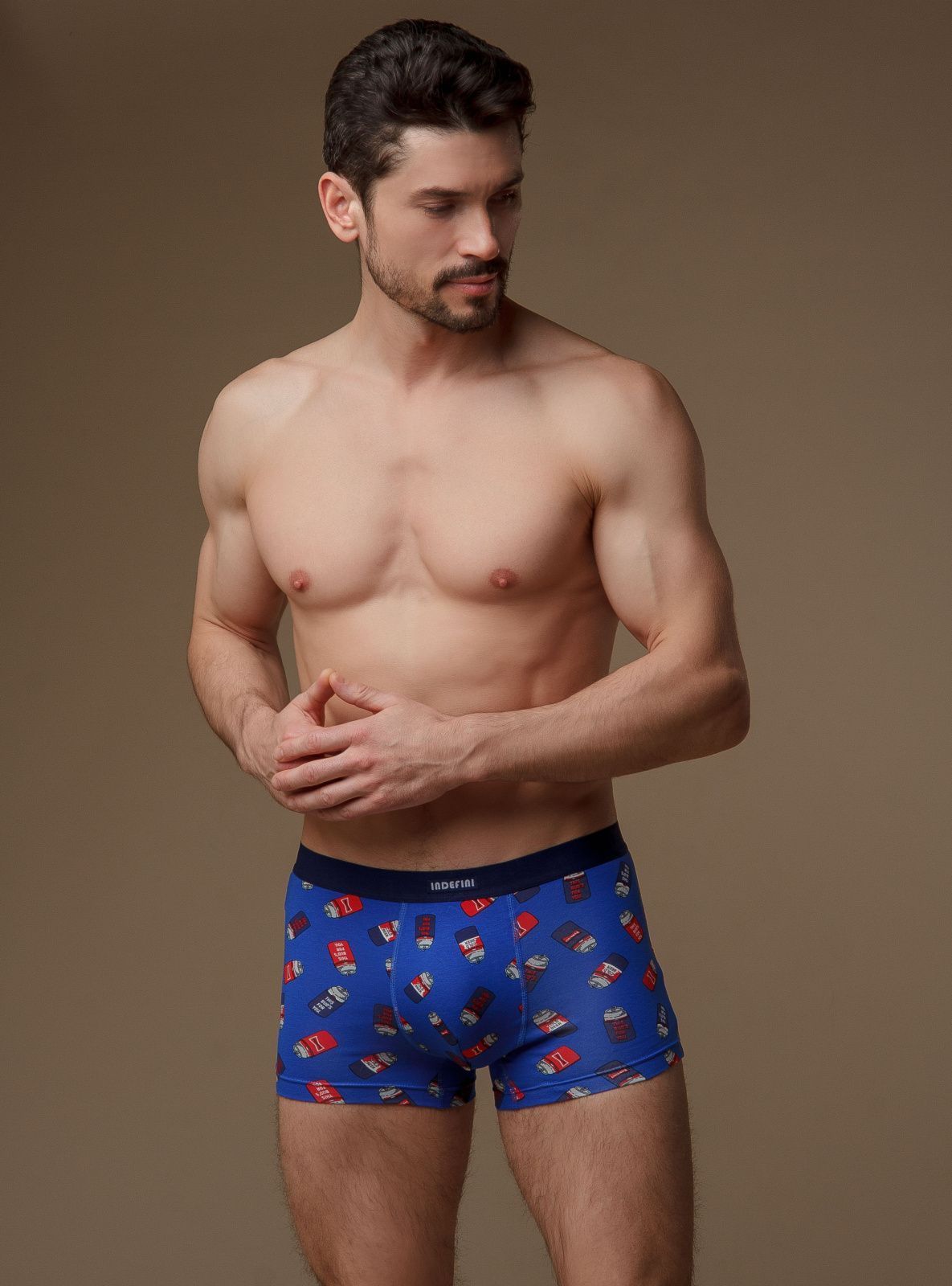 Трусы боксеры синие с принтом Indefini (Арт. 3004MUF)