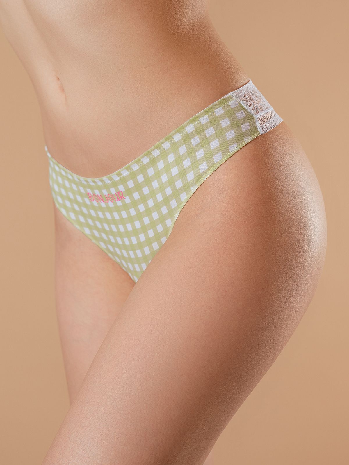 Трусы стринги с кружевом из хлопка Indefini (Арт. 1153LDS)