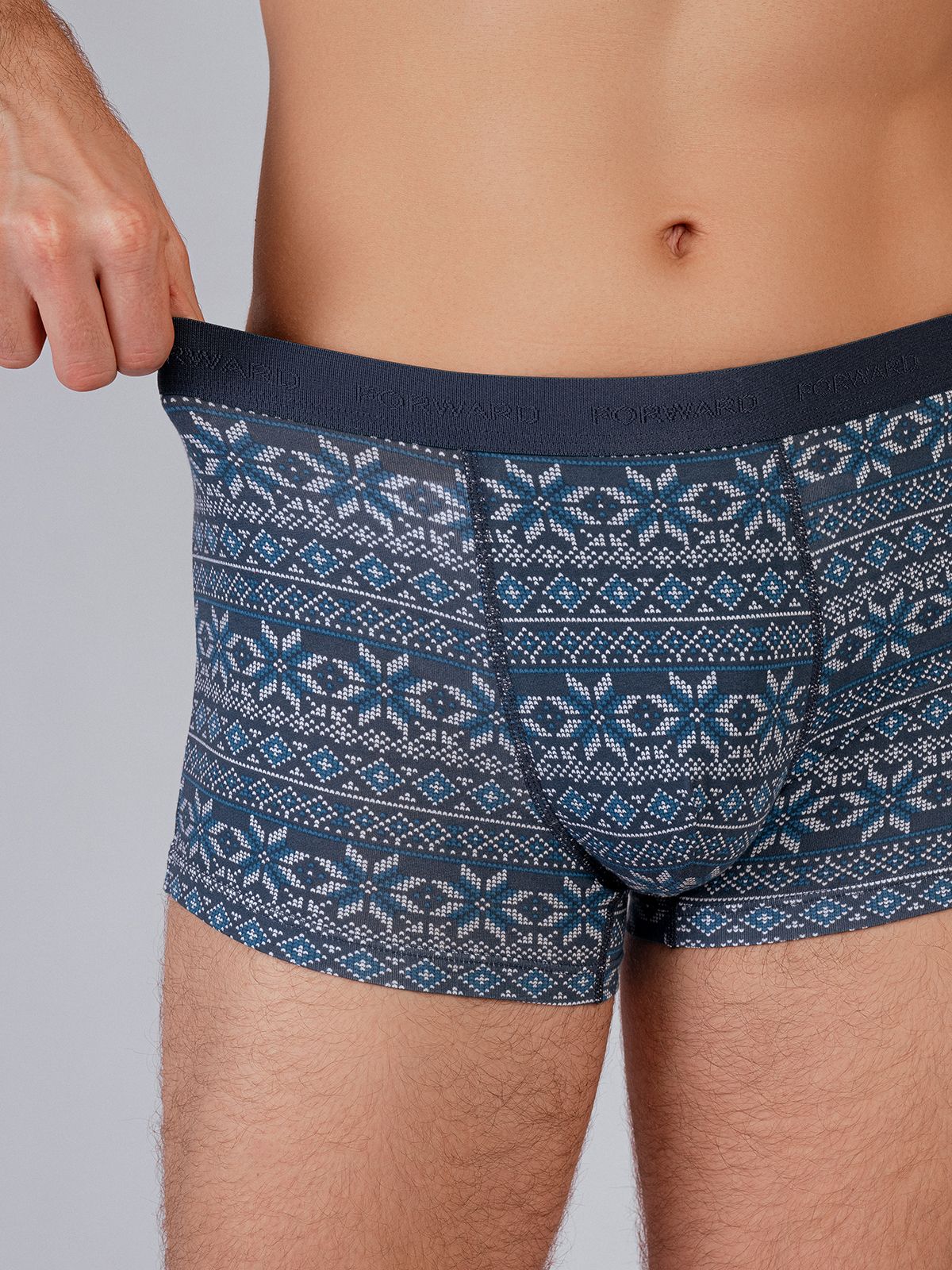 Трусы боксеры с принтом синие из хлопка (Арт. 4037MUF)