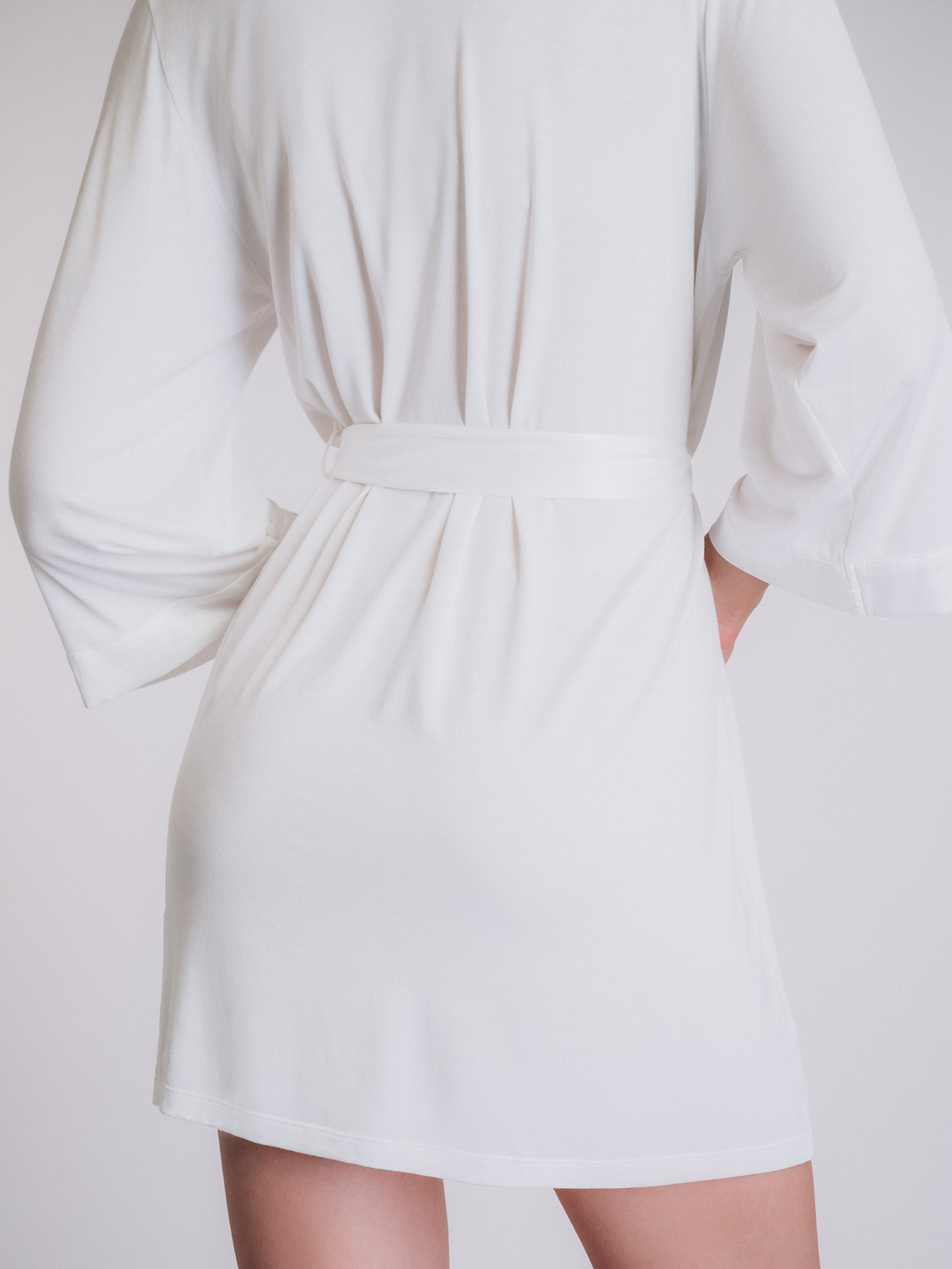 Белый мягкий халат Indefini (Арт. 5018SYZ)