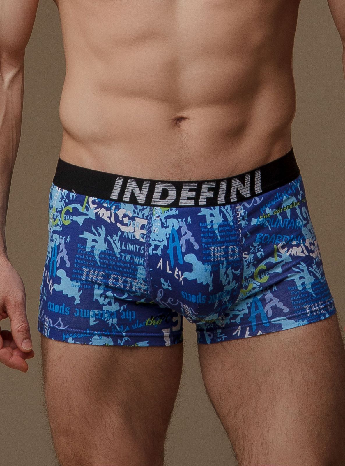 Трусы боксеры синие из хлопка Indefini (Арт. 1196MUF)