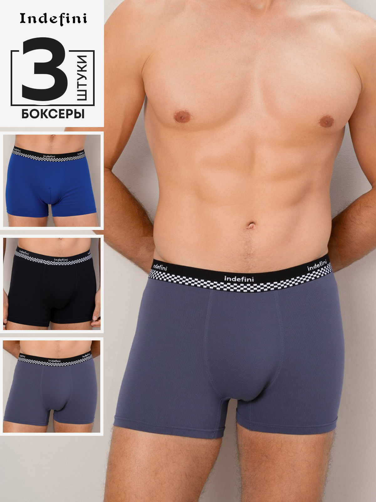 Набор мужских трусов в базовых цветах Indefini (Арт. 5006MUFZ3)