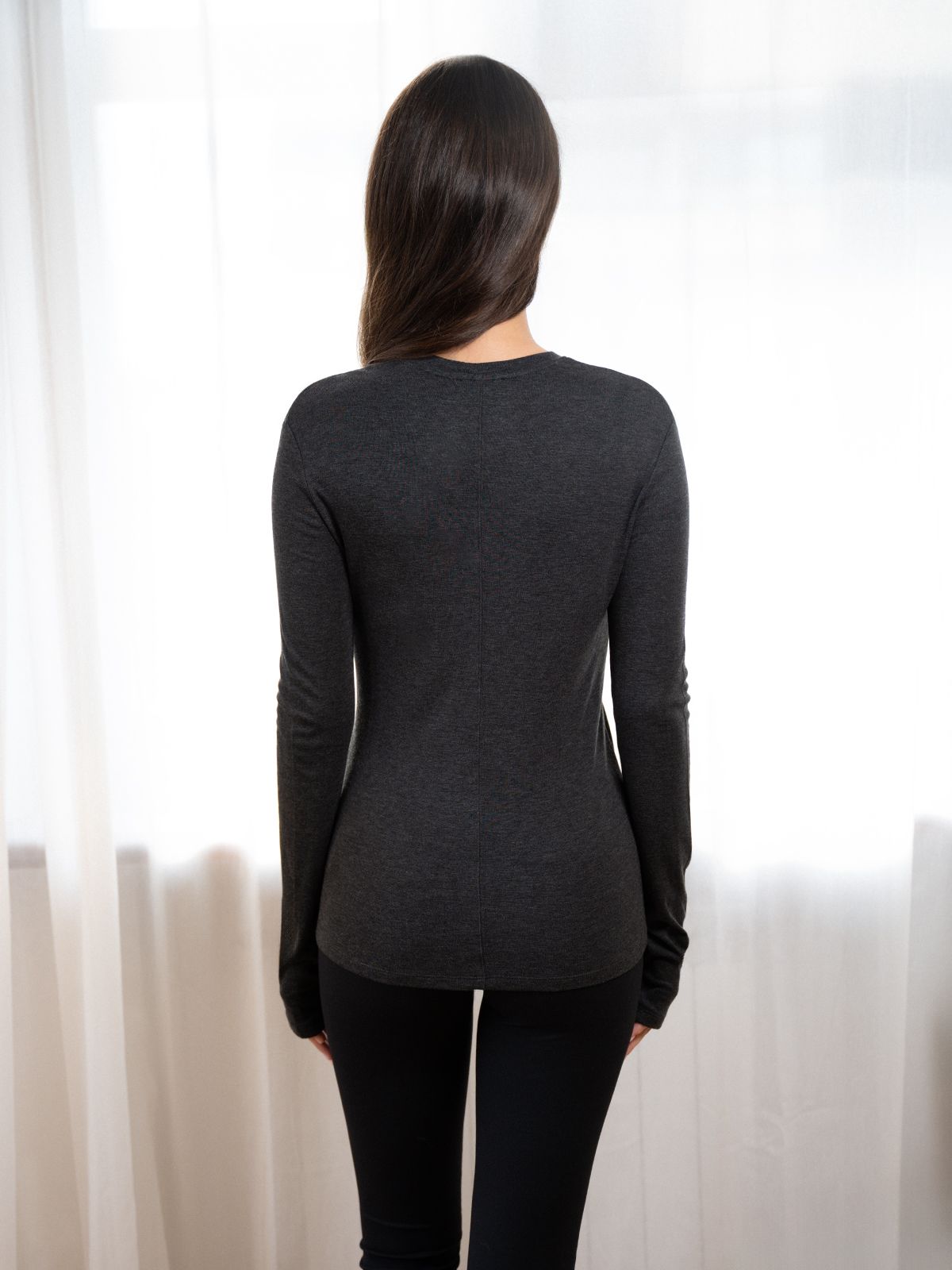 Женский лонгслив Indefini (Арт. 5225TDJ), состав - Район, цвет Серый