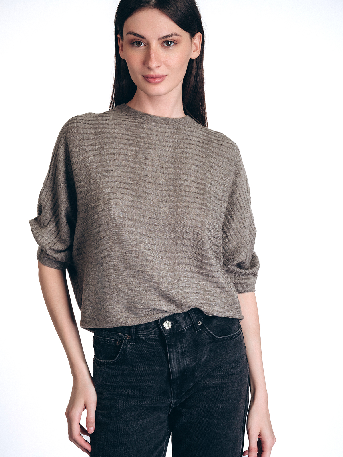 Женская кофта «летучая мышь» кофейного цвета (Арт. 5213TBC)